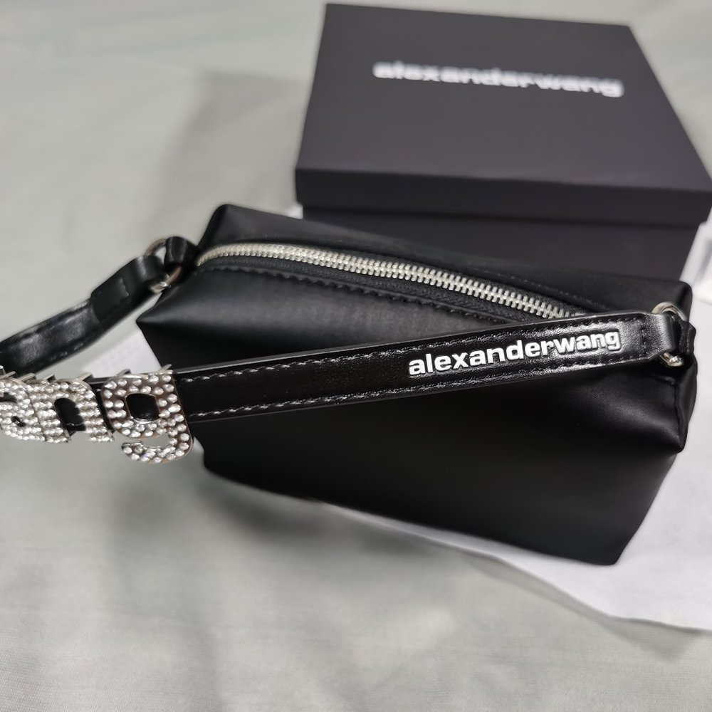Alexander Wang heiress satin pouch with crystal logo - Picture 4 of 11
